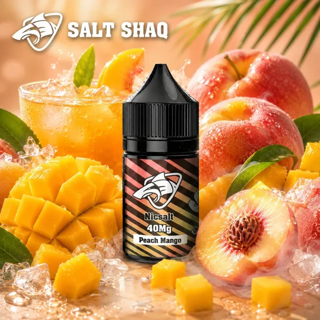 SALT SHAQ 鯊克芒芒冰桃菸油 Mango Peach 30mL 40mg SALT SHAQ 鯊克芒芒冰桃菸油 Mango Peach 30mL 40mg 尼古丁鹽主圖