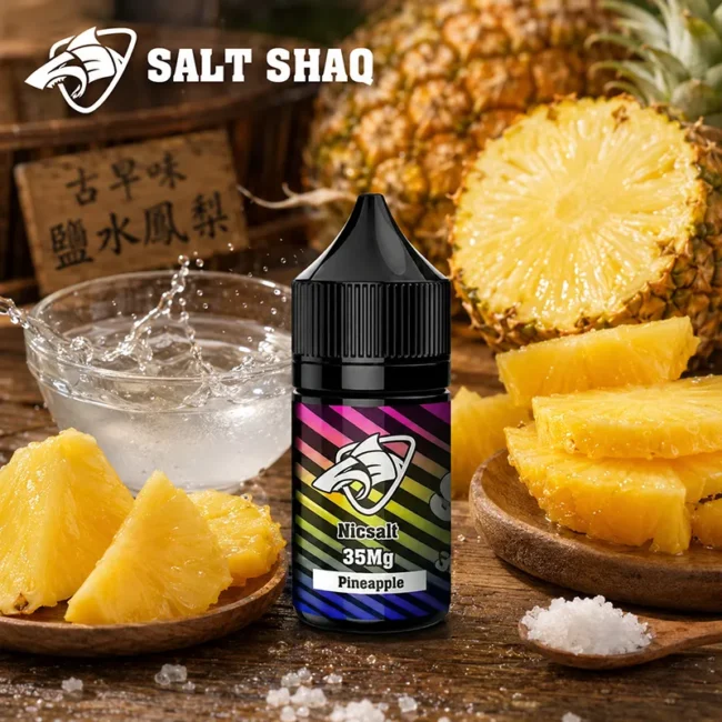 SALT SHAQ 鯊克鹽水鳳梨菸油 Salted Pineapple 30mL 40mg SALT SHAQ 鯊克鹽水鳳梨菸油 Salted Pineapple 30mL 40mg 尼古丁鹽主圖