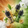 茶譜煙油 - 50mg 極致解癮微涼茶香系列 茶譜煙油 30ml 尼古丁鹽主圖,展示 50mg 高濃度微涼茶香系列。畫面包含冰奶茶、茉莉花茶與鐵觀音口味瓶身,環繞真實茶葉、冰塊、百香果、白花與茶湯飛濺的視覺效果,強調極致還原的純正茶飲口感與強烈解癮體驗。