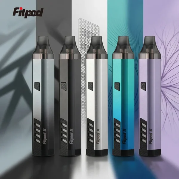 Fitpod X Slyeek 3 斯萊克三代主機 - 漸層全系列顏色陣容 850mAh Fitpod X Slyeek 3 斯萊克三代注油式電子菸主機全部顏色合集實拍圖,展示黑色、銀色、綠藍、灰黑、紫色五款漸層金屬機身,新手入門與老玩家升級推薦首選。