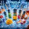 FruitLab 水果實驗室煙油 30mg 多口味主圖 FruitLab 水果實驗室煙油 30mg 主圖,展示老冰棍、芒果冰沙、荔枝、可樂與綠豆風味瓶身,搭配冰塊、水果與實驗室背景