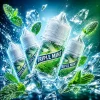 TRIPLEMINT 綠箭薄荷煙油 35mg 主圖 TRIPLEMINT 綠箭薄荷煙油 35mg 30ml 主圖,展示三倍薄荷風味瓶身,搭配薄荷葉、冰晶、水花與藍綠色清涼背景